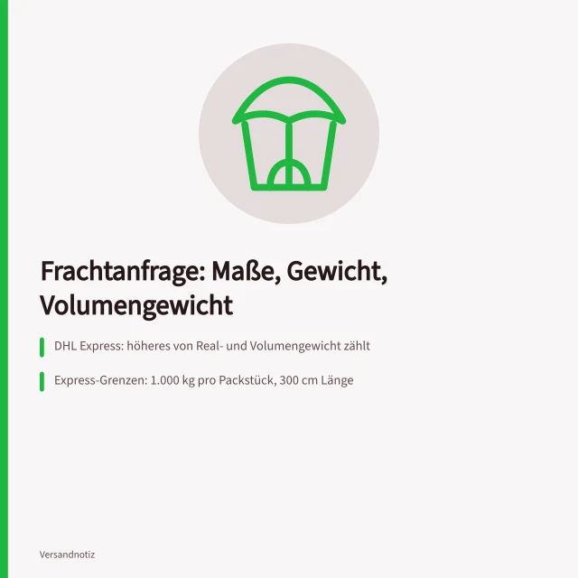 Karte zu Frachtanfrage mit Gewichten und DHL-Grenzen. Frachtkosten berechnen und Angebote vergleichen: Pflichtangaben und Preisgrenzen
