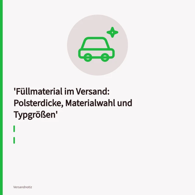 Versandkarton mit Luftpolsterfolie, Verpackungschips und Knüllpapier ausgepolstert. Füllmaterial im Versand: Polsterdicke, Materialwahl und Typgrößen