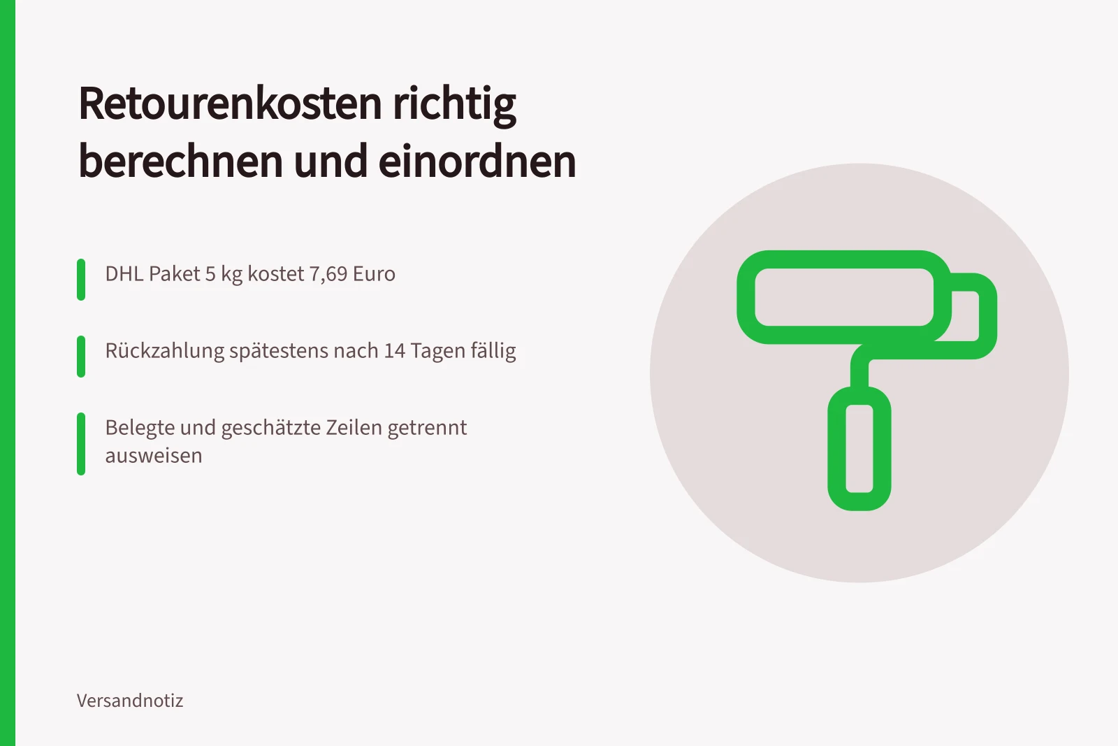 Kalkulationsblatt zu Retourenkosten mit belegten und geschätzten Posten