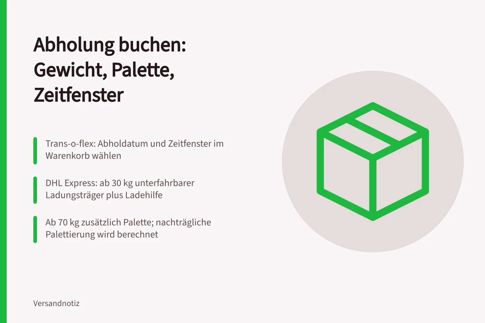 Karte zu Abholregeln für Pakete und Paletten bei Expressdiensten