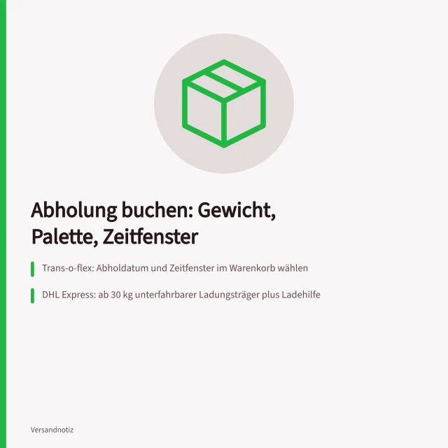 Karte zu Abholregeln für Pakete und Paletten bei Expressdiensten. Speditionsabholung vorbereiten: So steuern Sie Pflichten und Optionen im B2B-Versand