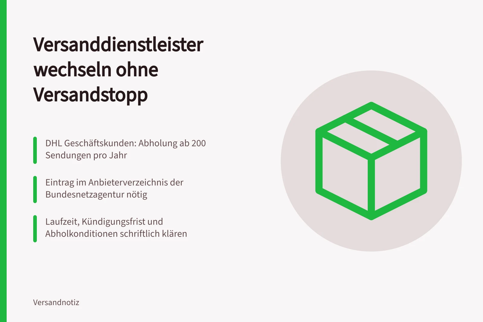 Wechsel des Versanddienstleisters mit Abholung und Anbieterverzeichnis planen
