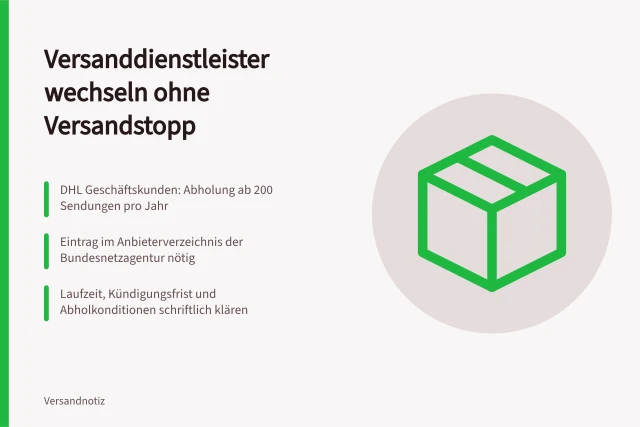 Wechsel des Versanddienstleisters mit Abholung und Anbieterverzeichnis planen. Versanddienstleister wechseln ohne Versandstopp Umstellung planen