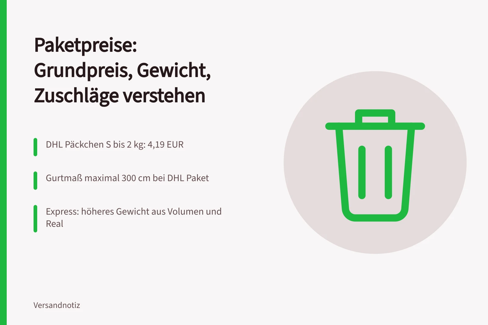 Versandtarife Grundpreis Gewicht und Zuschläge verstehen und zuordnen